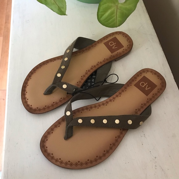 DV by Dolce Vita Shoes - NWT DV Forrest Green and Brass Flip Flops